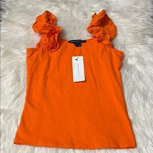 NWT French Connection Orange Ruffle Shoulder Tank Size XS